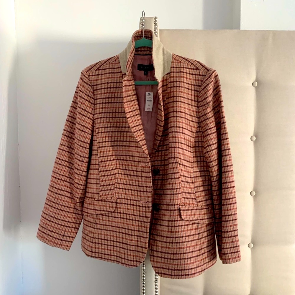 Price drop! NWT Talbots checkered plaid pink blazer 18
